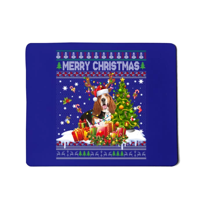 Merry Christmas Basset Hound Santa Xmas Lights Ugly Pajama Great Gift Mousepad