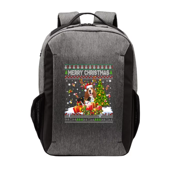 Merry Christmas Basset Hound Santa Xmas Lights Ugly Pajama Great Gift Vector Backpack