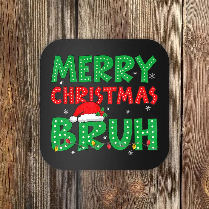 Merry Christmas Bruh Funny Santa Claus Groovy Coaster