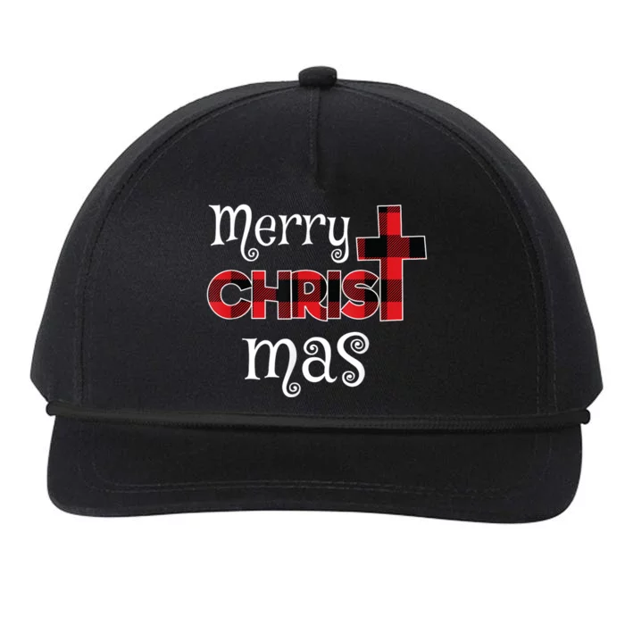 Merry Christmas Buffalo Plaid Snapback Five-Panel Rope Hat