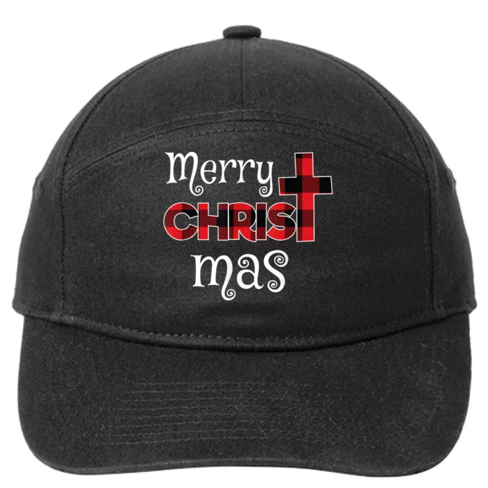 Merry Christmas Buffalo Plaid 7-Panel Snapback Hat