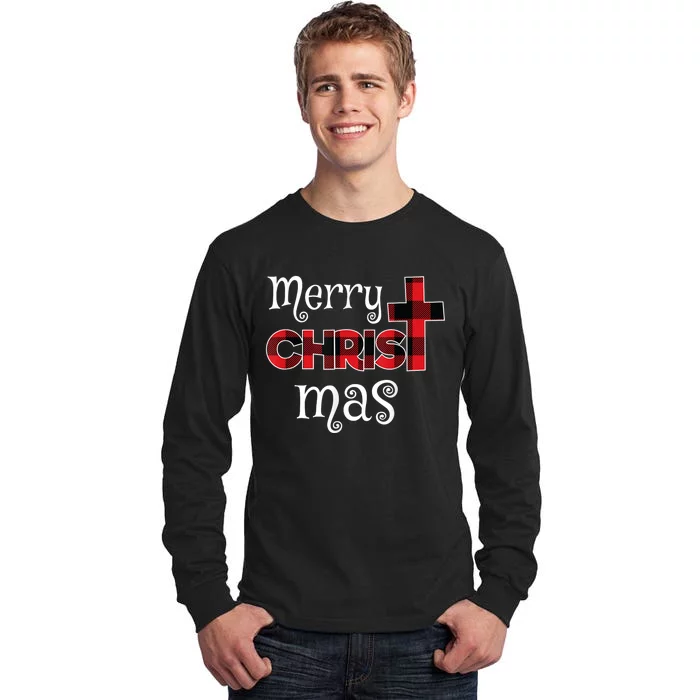 Merry Christmas Buffalo Plaid Tall Long Sleeve T-Shirt