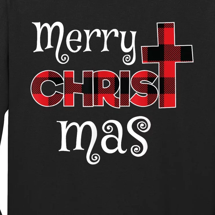 Merry Christmas Buffalo Plaid Tall Long Sleeve T-Shirt