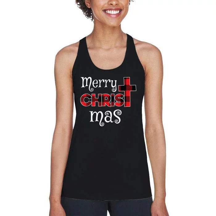 Merry Christmas Buffalo Plaid Women's Racerback Tank