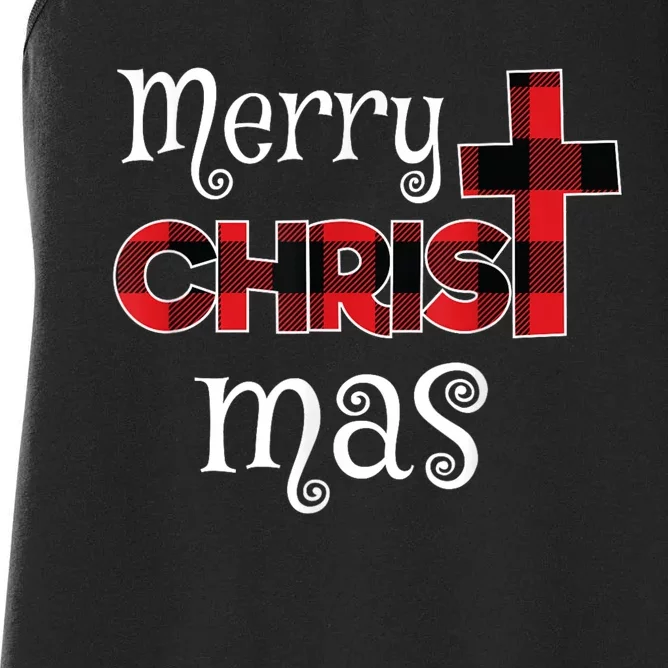 Merry Christmas Buffalo Plaid Women's Racerback Tank