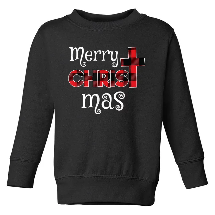 Merry Christmas Buffalo Plaid Toddler Sweatshirt