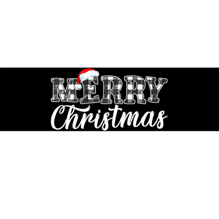 Merry Christmas Buffalo Black And White Plaid For Bumper Sticker