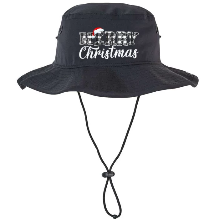 Merry Christmas Buffalo Black And White Plaid For Legacy Cool Fit Booney Bucket Hat