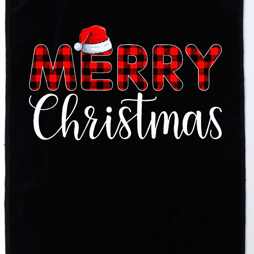 Merry Christmas Buffalo Plaid Red Santa Hat Pajama Platinum Collection Golf Towel