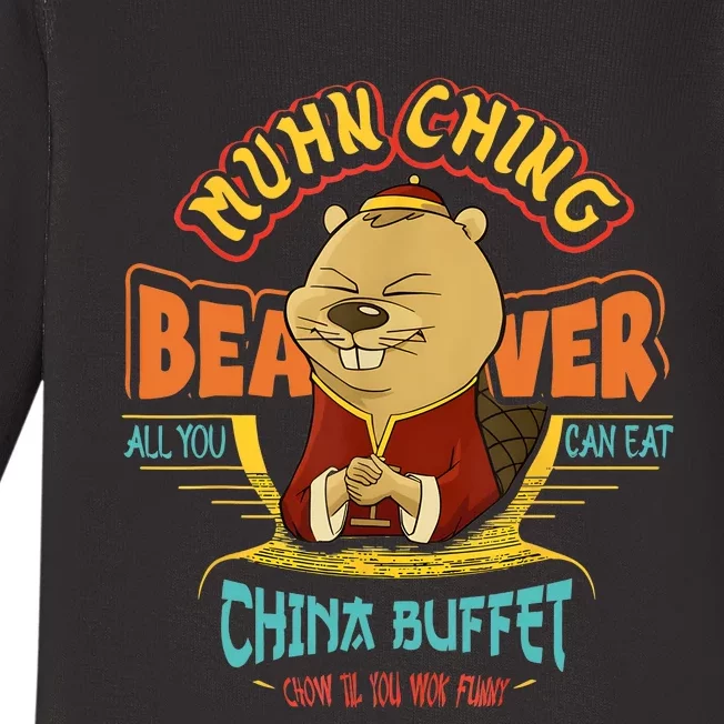 Muhn Ching Beaver All You Can Eat China Buffet Chow Baby Long Sleeve Bodysuit