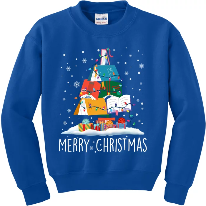 Merry Christmas Books Tree Xmas Book Lovers Gift Kids Sweatshirt