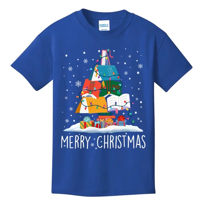 Merry Christmas Books Tree Xmas Book Lovers Gift Kids T-Shirt