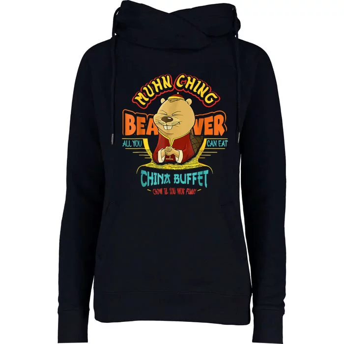 Muhn Ching Beaver All You Can Eat China Buffet Chow Womens Funnel Neck Pullover Hood