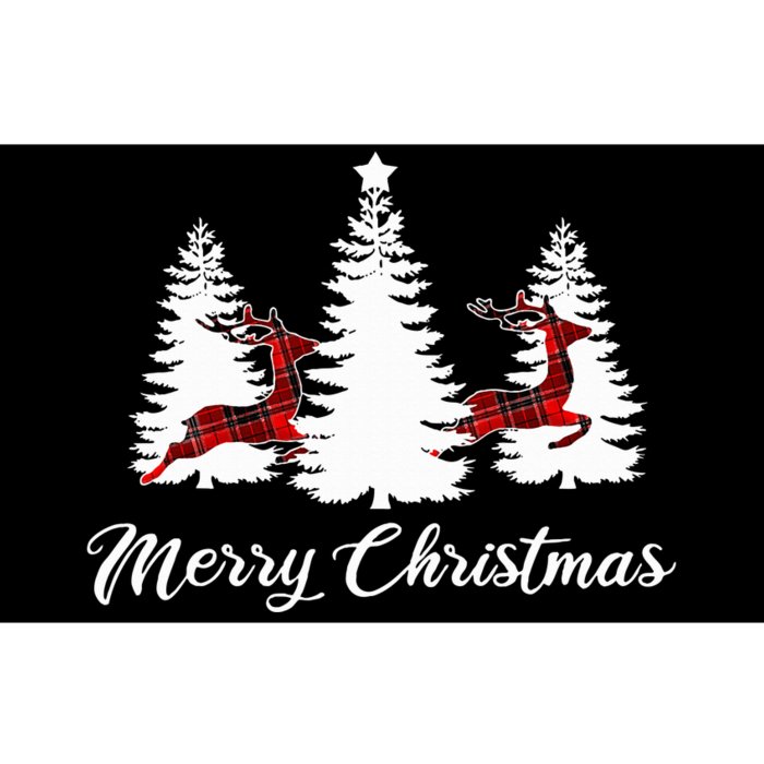 Merry Christmas Buffalo Plaid Reindeer Tree Bumper Sticker