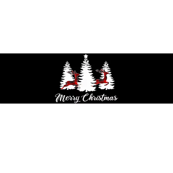 Merry Christmas Buffalo Plaid Reindeer Tree Bumper Sticker