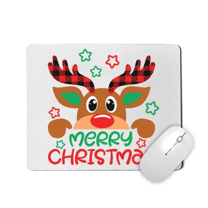 Merry Christmas Buffalo Plaid Reindeer Mousepad