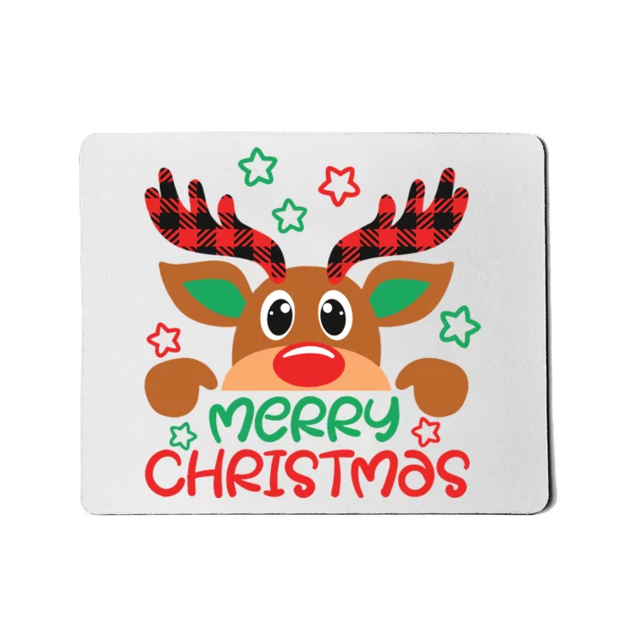 Merry Christmas Buffalo Plaid Reindeer Mousepad