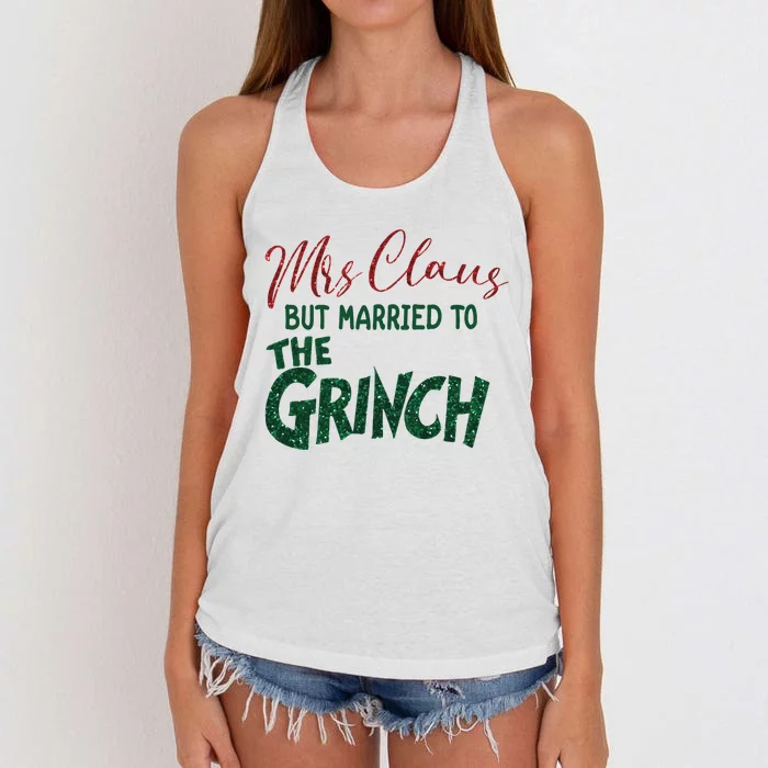 Mrs. Claus But Married To The Grinc Married Christmas Women's Knotted Racerback Tank