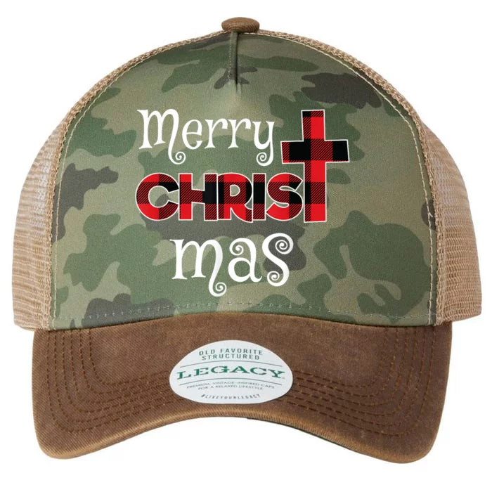 Merry Christmas Buffalo Plaid Legacy Tie Dye Trucker Hat