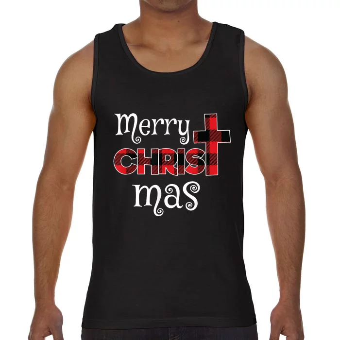 Merry Christmas Buffalo Plaid Comfort Colors® Tank Top