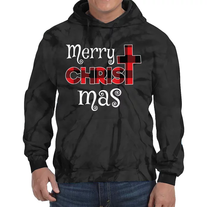 Merry Christmas Buffalo Plaid Tie Dye Hoodie