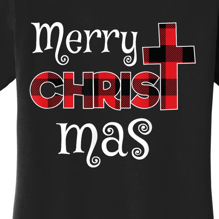 Merry Christmas Buffalo Plaid Women's T-Shirt