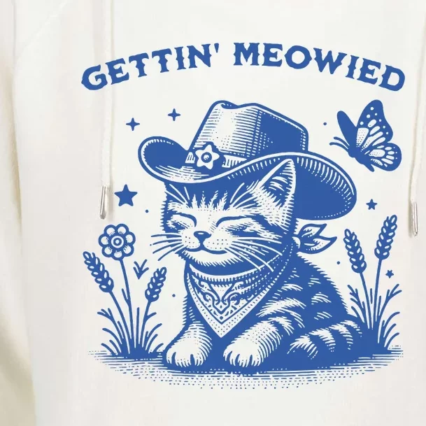 Meowdy Cat Bachelorette Party Cowgirl Cowboy Bridal Squad Womens Funnel Neck Pullover Hood