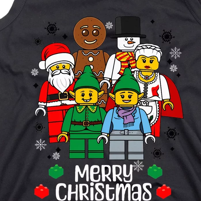 Merry Christmas Building Bricks Santa Elf Snowman Tank Top