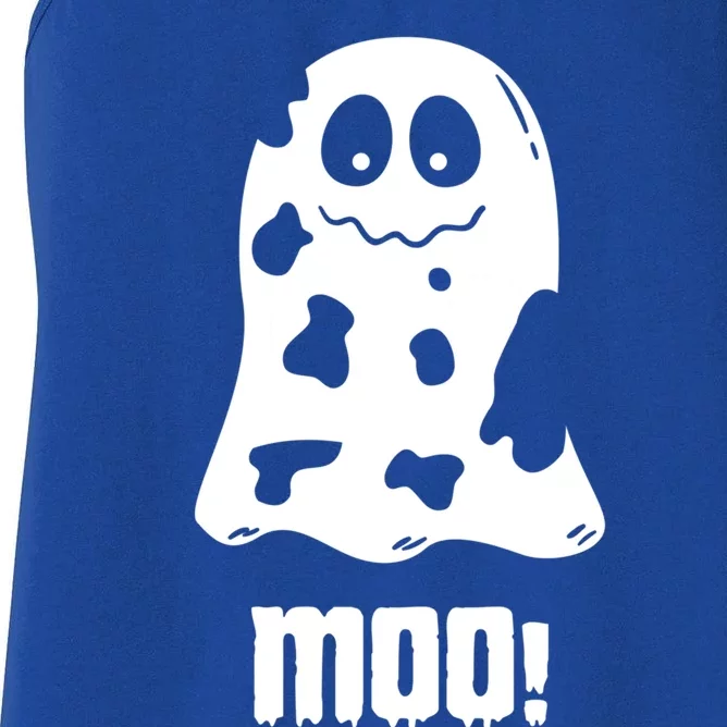 Moo Cute Boo Funny Cow Ghost Halloween Farmers Gift Women's Racerback Tank