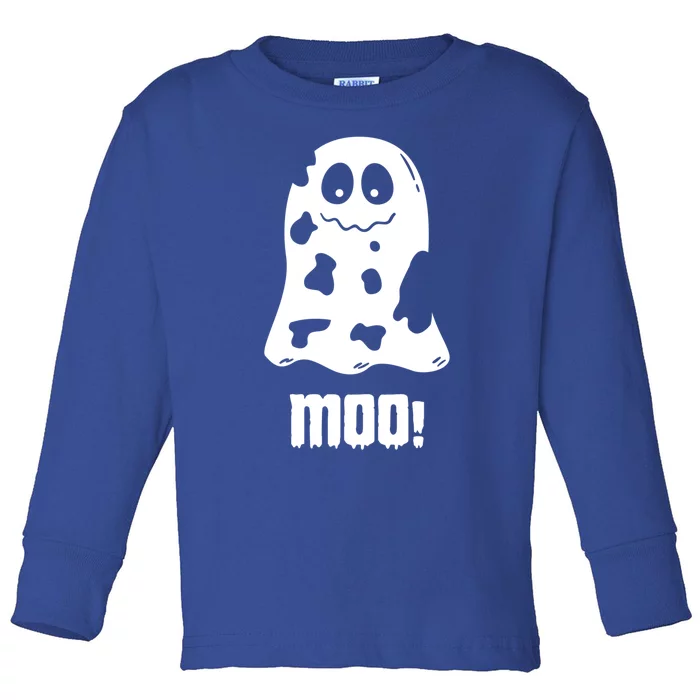 Moo Cute Boo Funny Cow Ghost Halloween Farmers Gift Toddler Long Sleeve Shirt