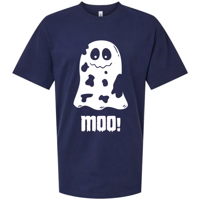 Moo Cute Boo Funny Cow Ghost Halloween Farmers Gift Sueded Cloud Jersey T-Shirt