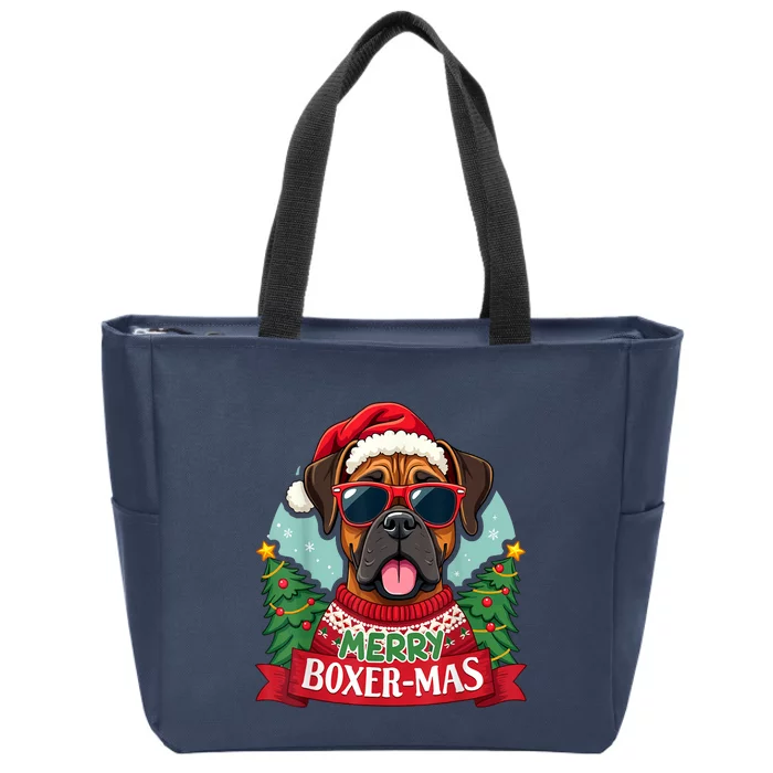 Merry Christmas Boxermas Cute Boxer Dog Funny Xmas Gift Zip Tote Bag