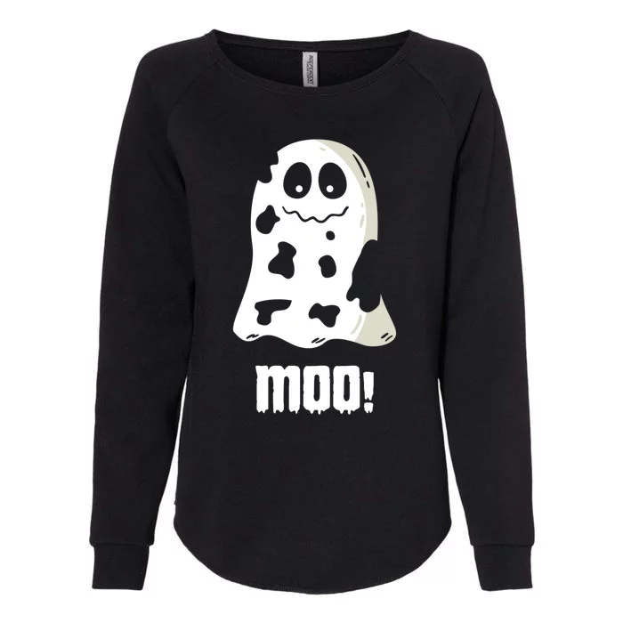 Moo Cute Boo Funny Cow Ghost Halloween Farmers Gift Womens California Wash Sweatshirt