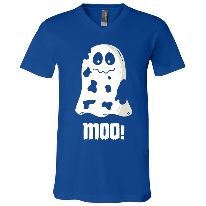 Moo Cute Boo Funny Cow Ghost Halloween Farmers Gift V-Neck T-Shirt