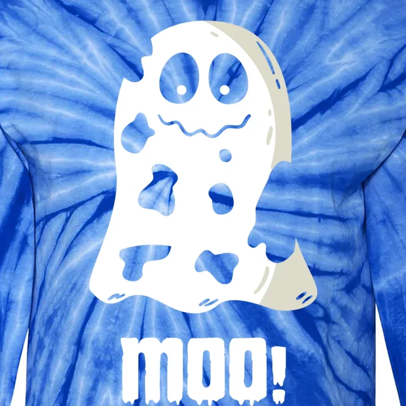 Moo Cute Boo Funny Cow Ghost Halloween Farmers Gift Tie-Dye Long Sleeve Shirt