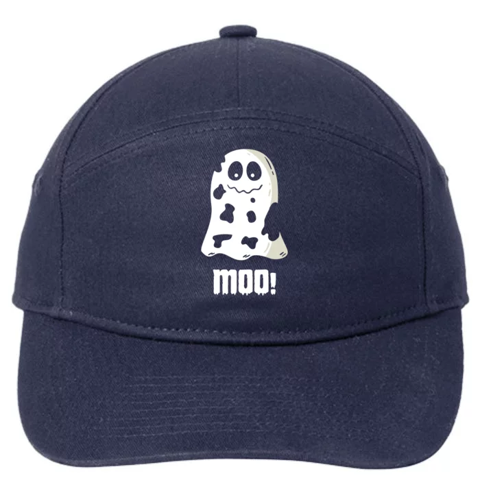 Moo Cute Boo Funny Cow Ghost Halloween Farmers Gift 7-Panel Snapback Hat