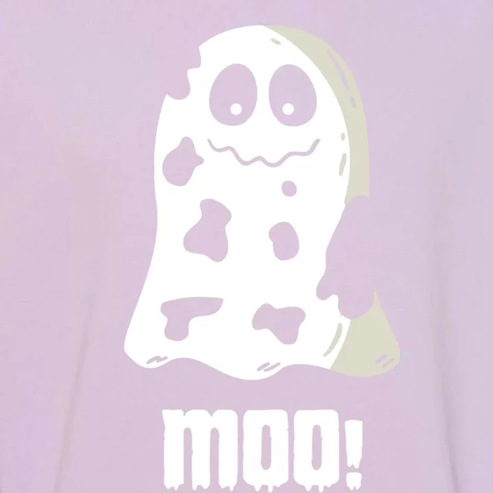 Moo Cute Boo Funny Cow Ghost Halloween Farmers Gift Garment-Dyed Sweatshirt