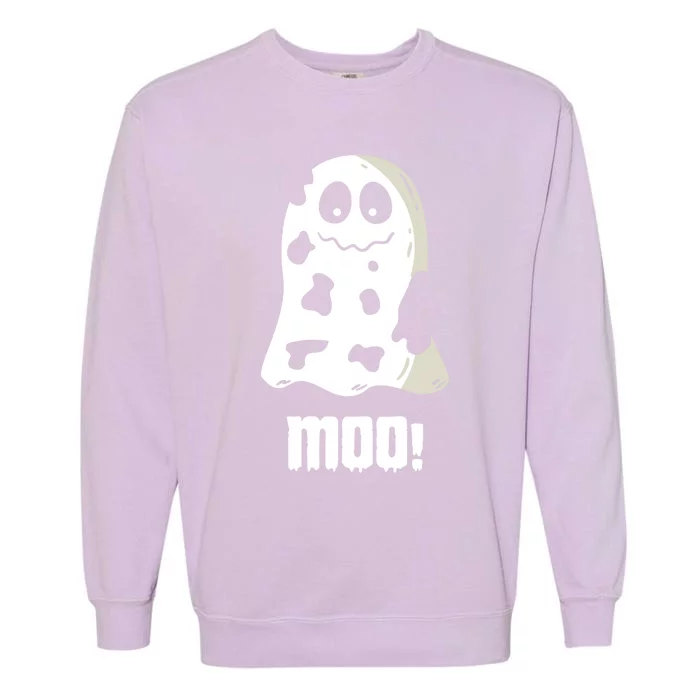 Moo Cute Boo Funny Cow Ghost Halloween Farmers Gift Garment-Dyed Sweatshirt