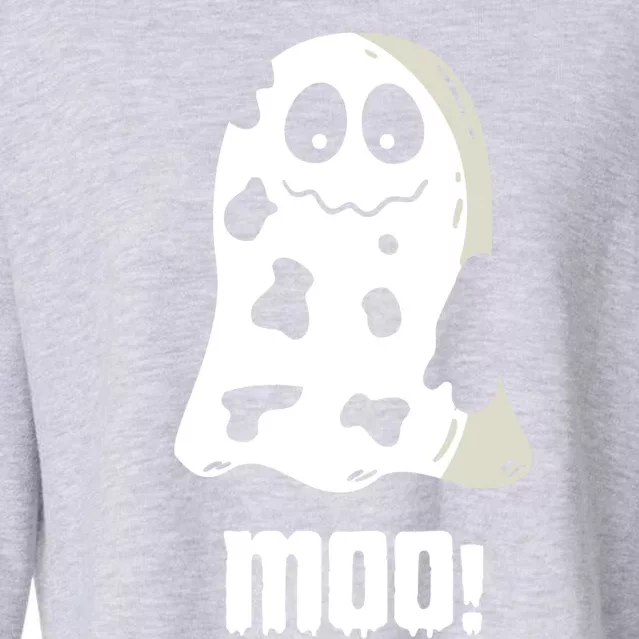 Moo Cute Boo Funny Cow Ghost Halloween Farmers Gift Cropped Pullover Crew