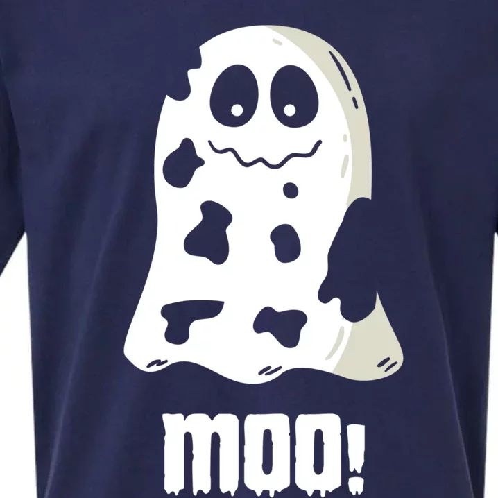 Moo Cute Boo Funny Cow Ghost Halloween Farmers Gift Sueded Cloud Jersey T-Shirt