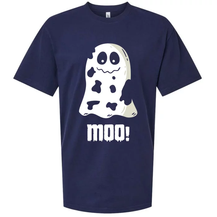 Moo Cute Boo Funny Cow Ghost Halloween Farmers Gift Sueded Cloud Jersey T-Shirt