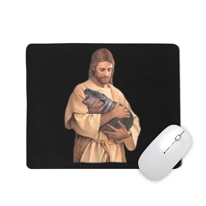 Meme Cute Baby Hippo Jesus Loves Moo Deng Bouncy Pig Gift Mousepad