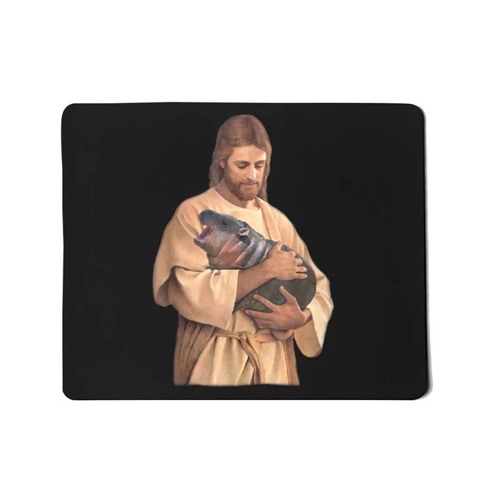 Meme Cute Baby Hippo Jesus Loves Moo Deng Bouncy Pig Gift Mousepad