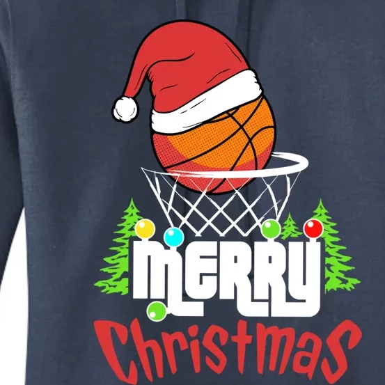 Merry Christmas Basketball Player Christmas Xmas Funny Gift Women's Pullover Hoodie