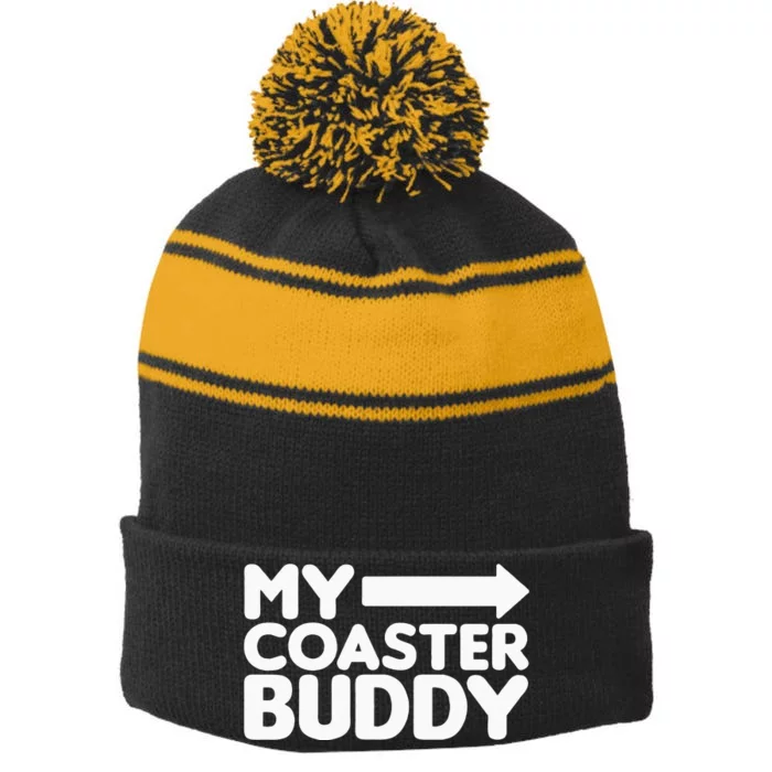 My Coaster Buddy Set 12 Pointing Right Roller Coaster Stripe Pom Pom Beanie