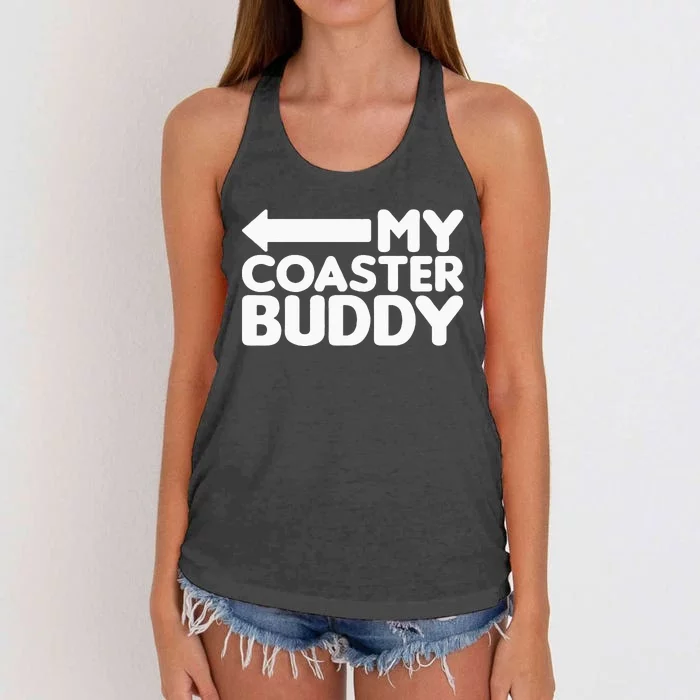 My Coaster Buddy Set 22 Pointing Left Roller Coaster Women's Knotted Racerback Tank