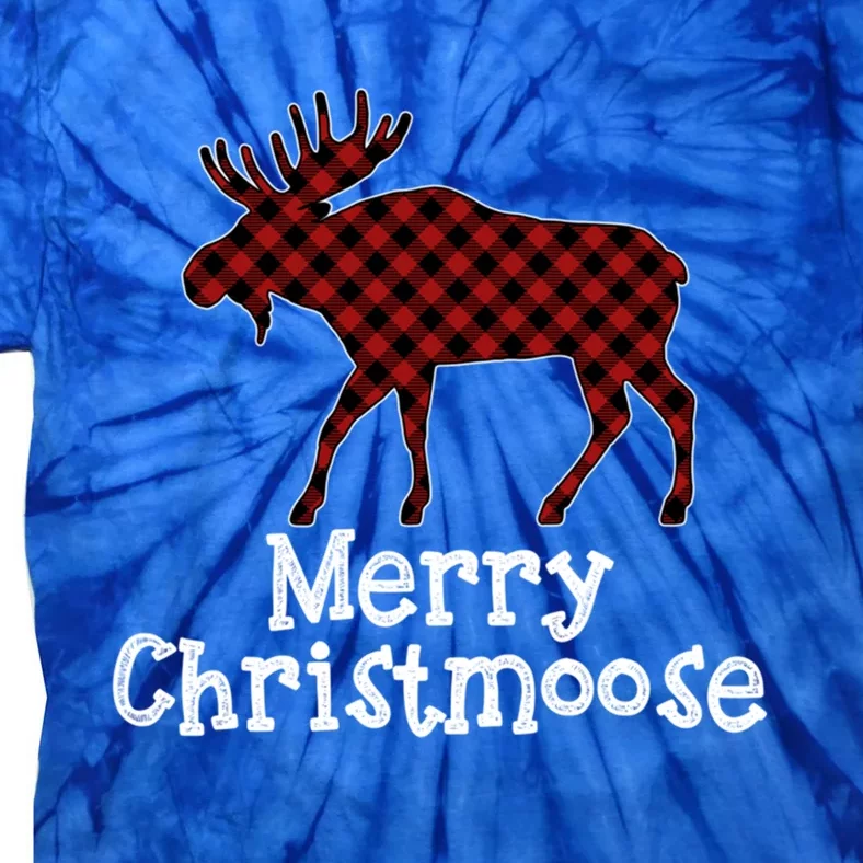 Merry Christmoose Buffalo Plaid Christmas Moose Funny Gift Tie-Dye T-Shirt