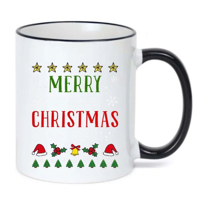 Merry Christmas Braille Dots Black Color Changing Mug