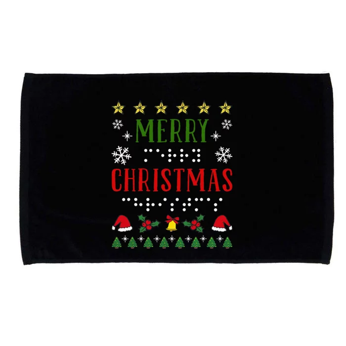 Merry Christmas Braille Dots Microfiber Hand Towel