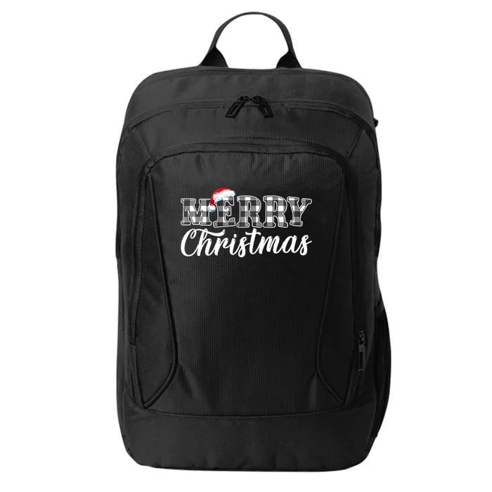 Merry Christmas Buffalo Black And White Plaid City Backpack